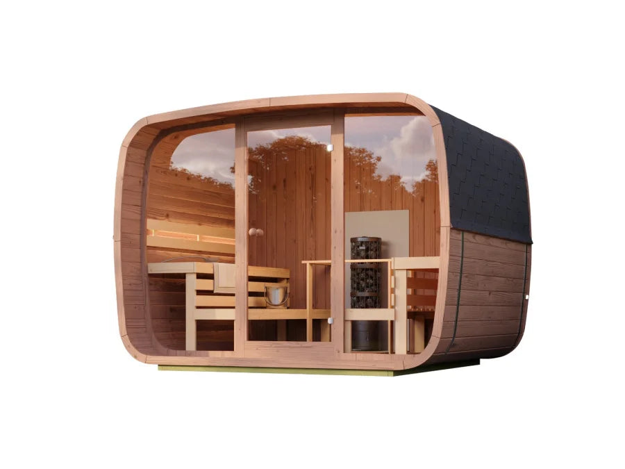 Icon Cubus Premium sauna – thermowood med hel glassfront