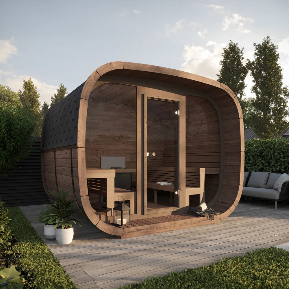 Icon Cubus Premium sauna – thermowood med hel glassfront