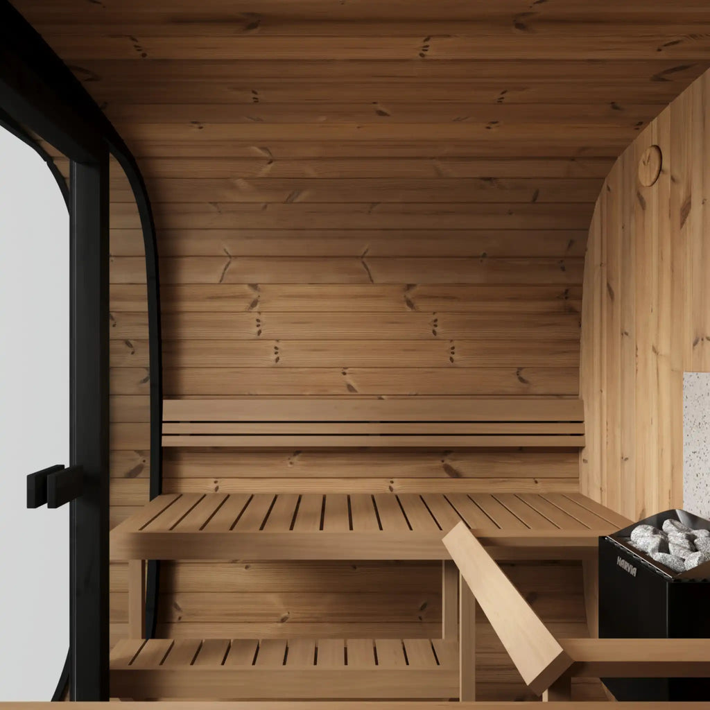 ICON 220 sauna – thermowood med hel glassfront