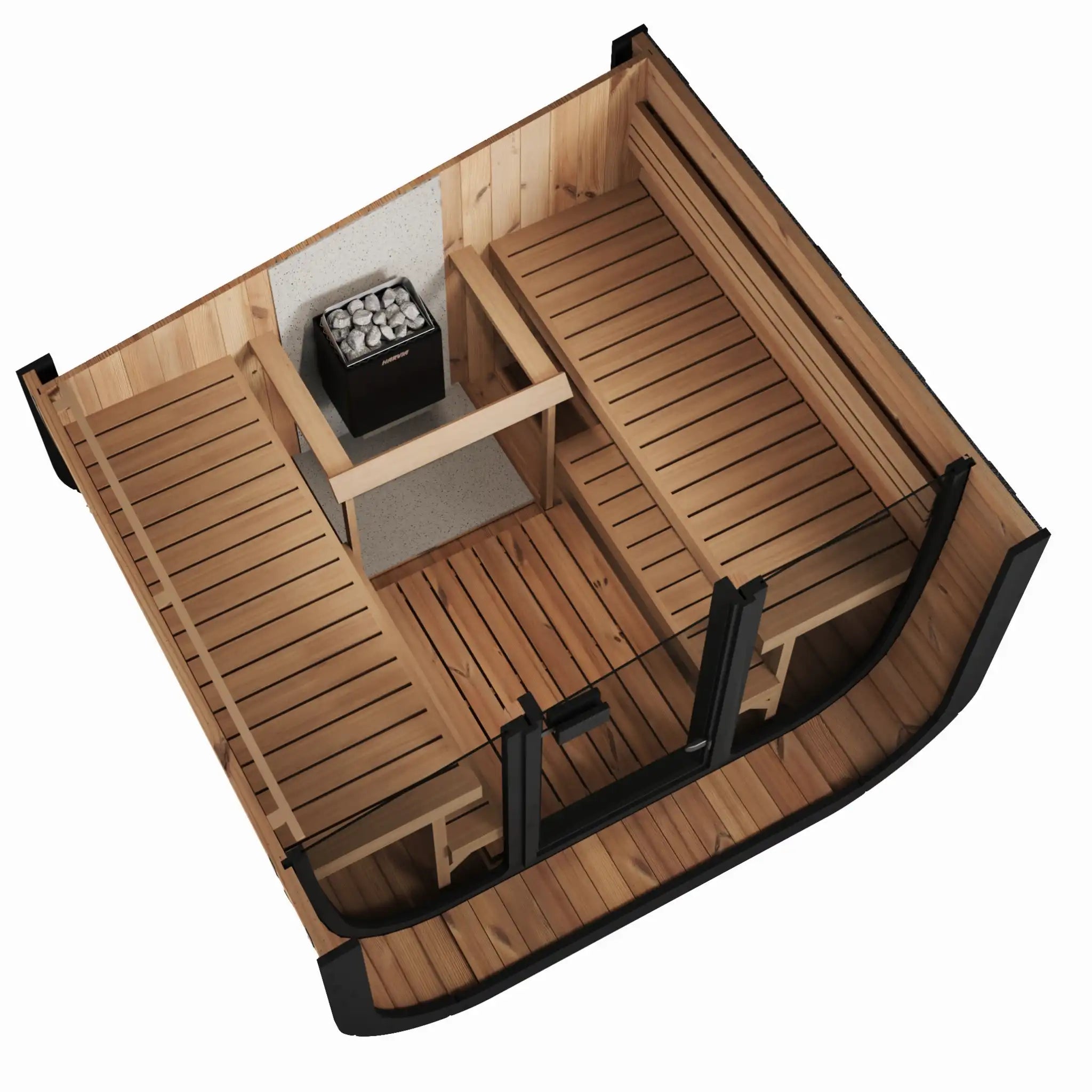 ICON 220 sauna – thermowood med hel glassfront