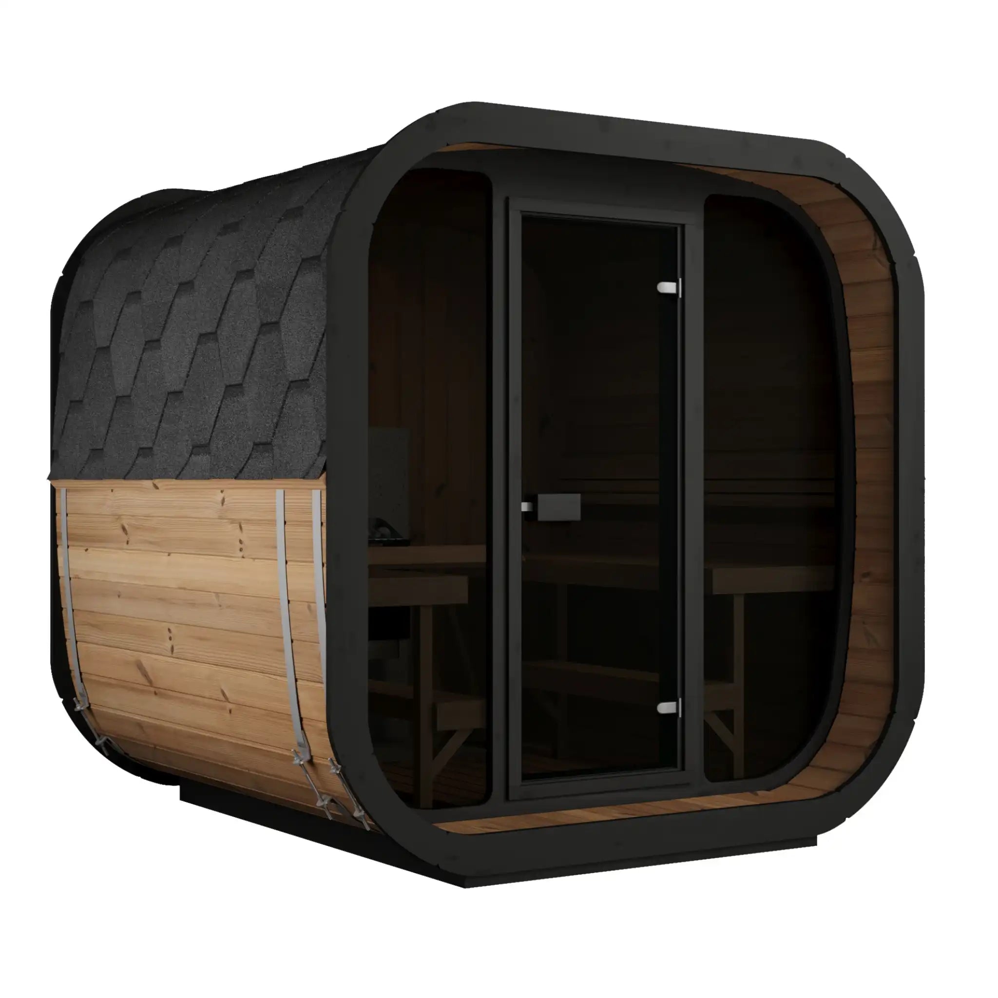ICON 220 sauna – thermowood med hel glassfront