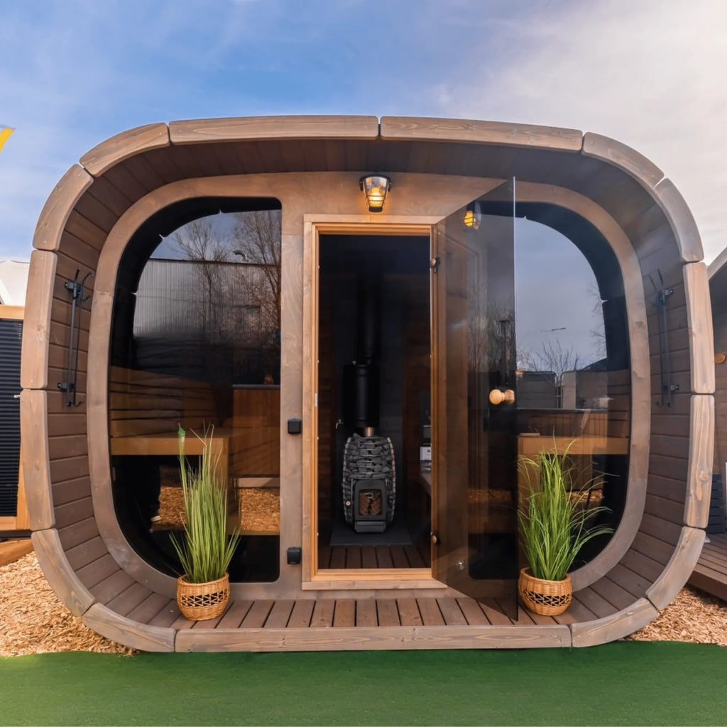 Icon Cubus Premium sauna – thermowood med hel glassfront