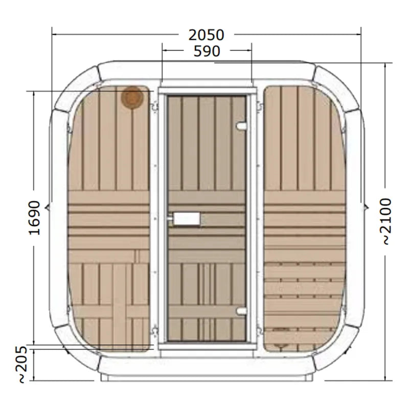 ICON 160 med frontvegg i glass – laget i thermowood